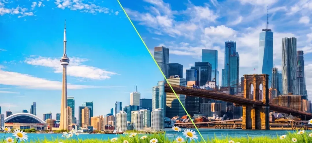 New York City and Toronto skylines, where Atomiq is building its team